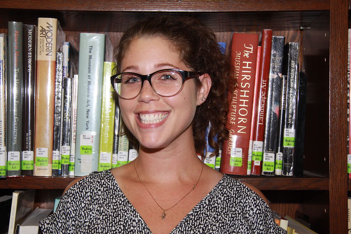 New librarian Allison Bean in the library.