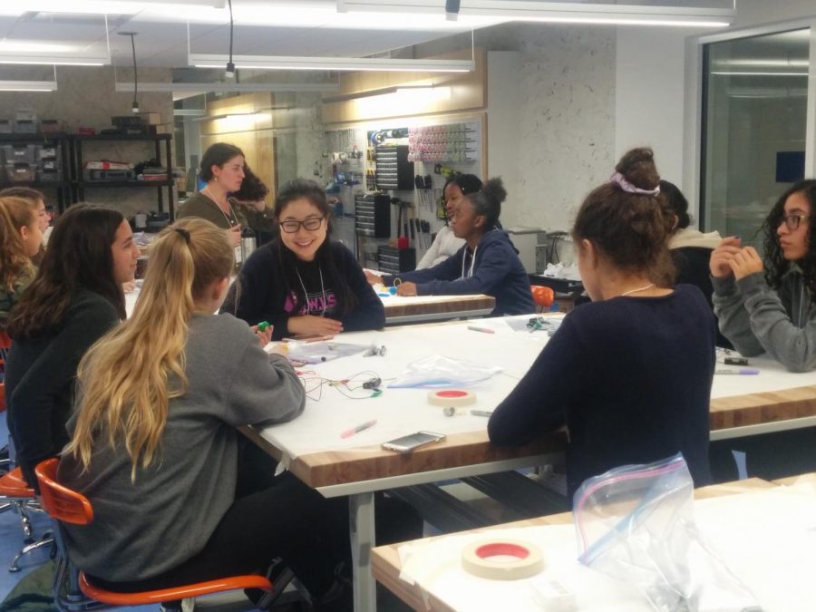 Girls participate in a workshop at the annual WISE conference.