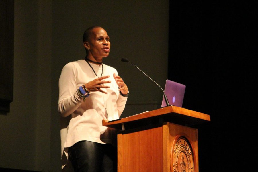 Poly alum Jeanine Liburd spoke to Poly students in assembly on Friday, January 12. 
