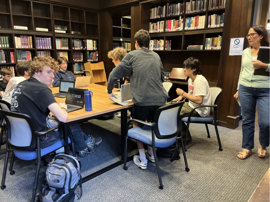 Students getting kicked out of the backroom for out of control noise level.